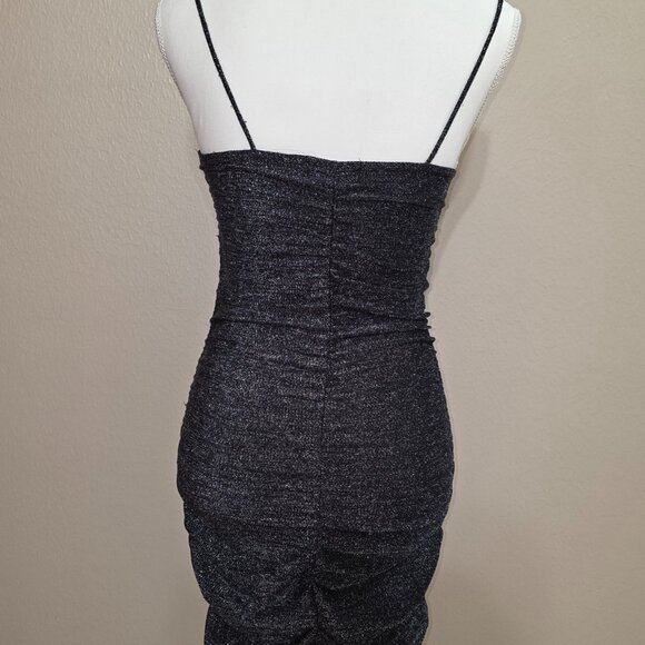 Stunning charcoal black glitter bodycon dress with thin spaghetti straps. - Picture 4 of 5